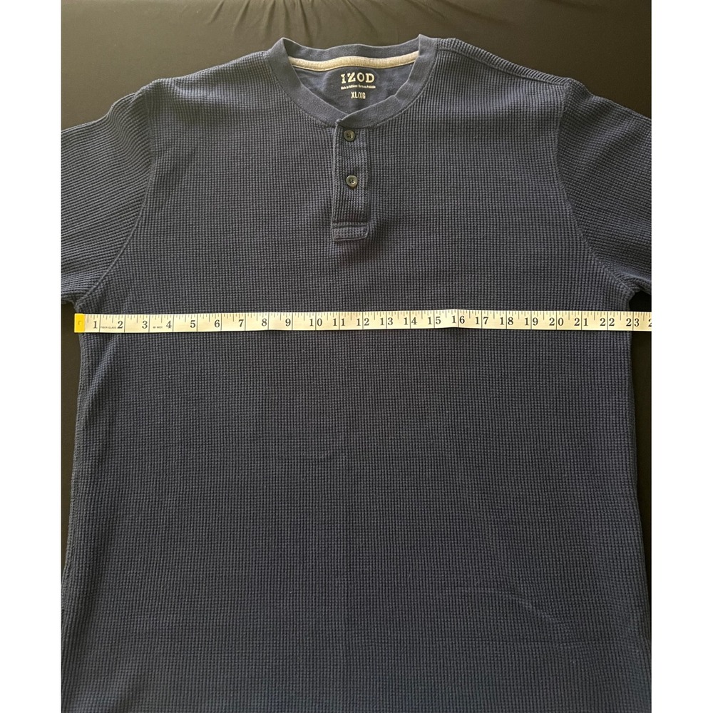 Izod Mens Waffle Knit Henley Shirt 2 Pack Navy Blue Gray XL Long Sleeve - Picture 14 of 16